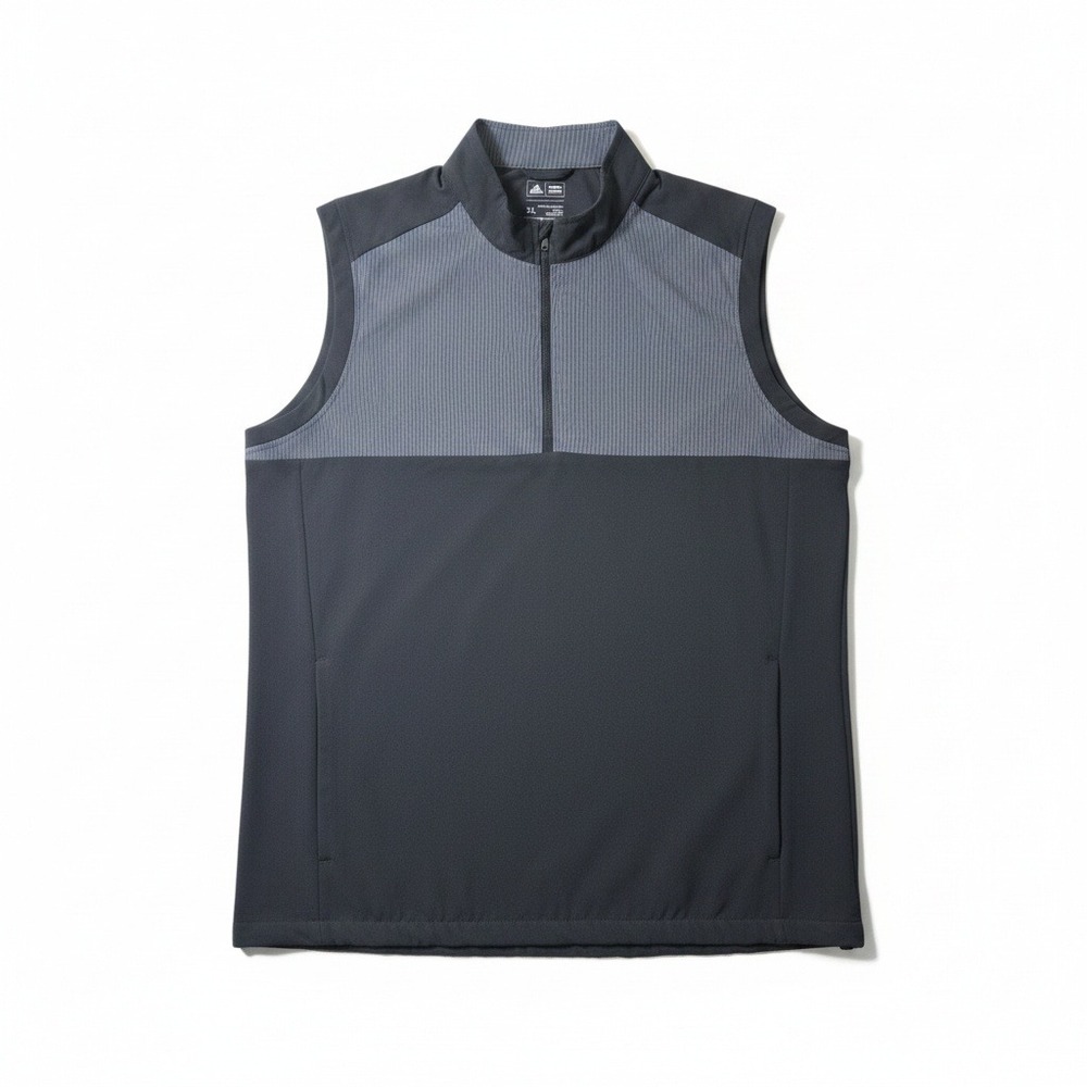 Adidas Golf Vest Mens XL Black Grey Quarter Zip Mock Neck Performance Layer